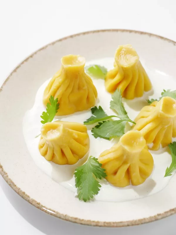 Мини Хинкали с креветками и сливочным соусом 5 шт