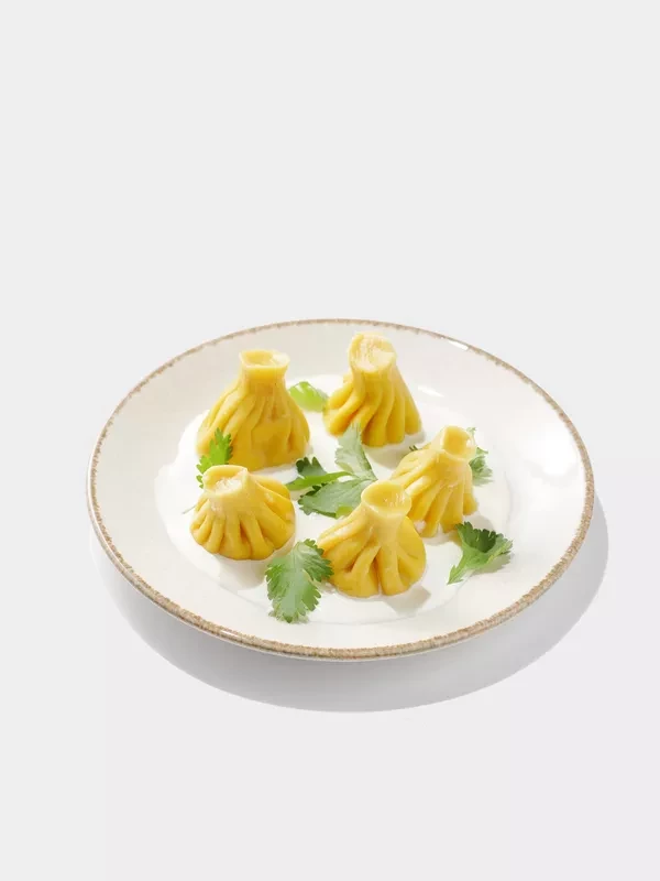 Мини Хинкали с креветками и сливочным соусом 5 шт