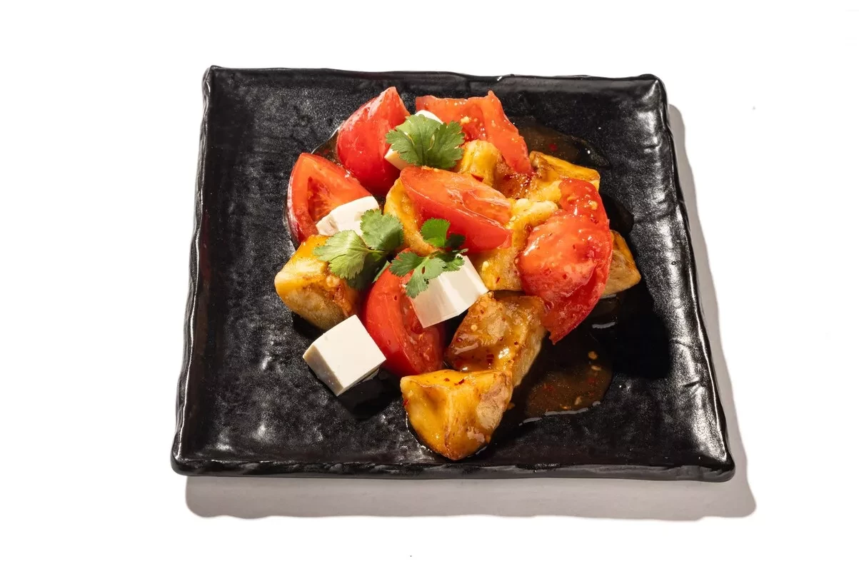 Салат из хрустящих баклажан с фетой