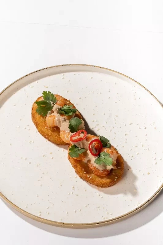 Хашбраун с креветкой