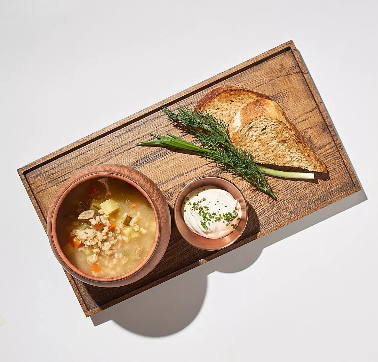 Рассольник с уральской перловкой и грудинкой